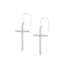 Plated Sterling Silver CZ Cross Dangle Earrings