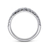 Curved Platinum French Pavé Set Diamond Wedding Band