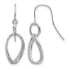 10K White Gold Polished and Textured Shepherd Hook Earrings