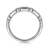 14K White Gold Bezel Set Baguette and Round Diamond Anniversary Band