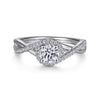 14K White Gold Round Halo Diamond Engagement Ring