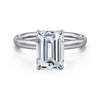 14K White Gold Emerald Cut Solitaire Diamond Engagement Ring