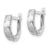 14K White Gold Polished Brushed D/C Hoop Earrings