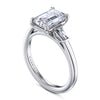 14K White Gold Emerald Cut Three Stone Diamond Engagement Ring