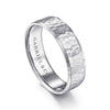 14K White Gold 6mm - Men's Wedding Band in Hammered Finish