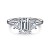 14K White Gold Emerald Cut Three Stone Diamond Engagement Ring