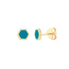 Turquoise Enamel Hexagon Stud Earrings