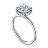 14K White Gold Round Hidden Halo Diamond Engagement Ring