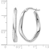 10K White Gold Polished and D/C Oval Hoop Earrings