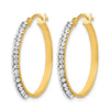 14K Crystals Polished Hoop Earrings