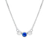 3.5mm Blue Sapphire &amp; 1/5tcw Diamond Bezel Necklace