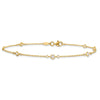 14K Bezel-set CZ 6-Station 9 inch Plus 1 inch Extender - Total 10 inch Anklet