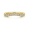 Vintage Inspired Curved 14K Yellow Gold Micro Pavé Diamond Anniversary Band