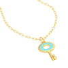 Lt.Turquoise Enamel Key Necklace with Diamonds