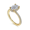 14K Yellow Gold Hidden Halo Oval Diamond Engagement Ring