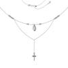 Sterling Silver Virgin Mary and Cross Drop Adjustable Choker