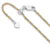 Sterling Silver w/Gold-tone Adjustable 2mm Cyclone Chain