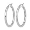 10K White Gold Polished Hinged Hoop Earrings