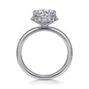 14K White Gold Round Hidden Halo Diamond Engagement Ring