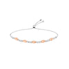 Sterling Silver White and Rose D/C Beads Bolo Bracelet