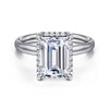 14K White Gold Emerald Cut Hidden Halo Diamond Engagement Ring