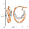 14K w/Wht/Rose RH-plating Polished Hinged Hoop Earrings