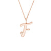 Script “F” Initial with Diamond Bezel Necklace