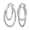 Sterling Silver RH-plated Polished D/C Oval Hoop Earrings
