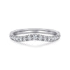 Curved 14K White Gold French Pavé Diamond Wedding Band