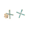 X Stud Earrings with Simulated Turquoise