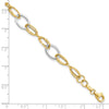 14K Two-tone Polished and Textured Fancy Link Bracelet