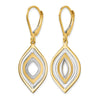 14K with Rhodium Polished Leverback Earrings