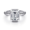 14K White Gold Emerald Cut Diamond Engagement Ring