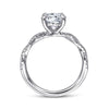 14K White Gold Twisted Round Diamond Engagement Ring