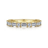 14K Yellow Gold Baguette and Round Diamond Anniversary Band