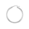 3x35mm Full Diamond-Cut Hoop Earrings