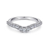 Curved 14K White Gold Shared Prong Diamond Wedding Band