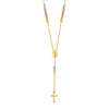 Tri-Color Mary and Cross Beaded Lariat Necklace