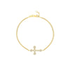 Plated Sterling Silver Sideways CZ Cross Bracelet