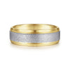 14K White-Yellow Gold 7mm - Beveled Edge Men's Wedding Band in Diamond Scratch Finish