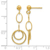 14K Polished and Textured Post Dangle Earrings