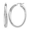 Sterling Silver RH-plated Polished Twisted Oval Hoop Earrings