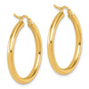 14K Polished 3mm Hoop Earrings