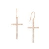 Plated Sterling Silver CZ Cross Dangle Earrings