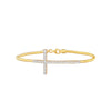 Sterling Silver Sideways CZ Cross Bracelet