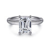 14K White Gold Emerald Cut Solitaire Diamond Engagement Ring