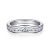 Curved 14K White Gold Channel Set Diamond Wedding Band