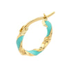 Medium Turquoise Enamel Round Twist Hoops