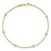 14K Two-tone Polished and Diamond-cut  Anklet