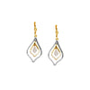 Two-tone CZ Double Framed Leaf Drop Earrings